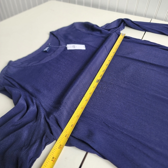 NWT Gap Navy Blue V-Neck Long Sleeve Shift Dress Boho Minimalist Style Ruffle M - Picture 6 of 11